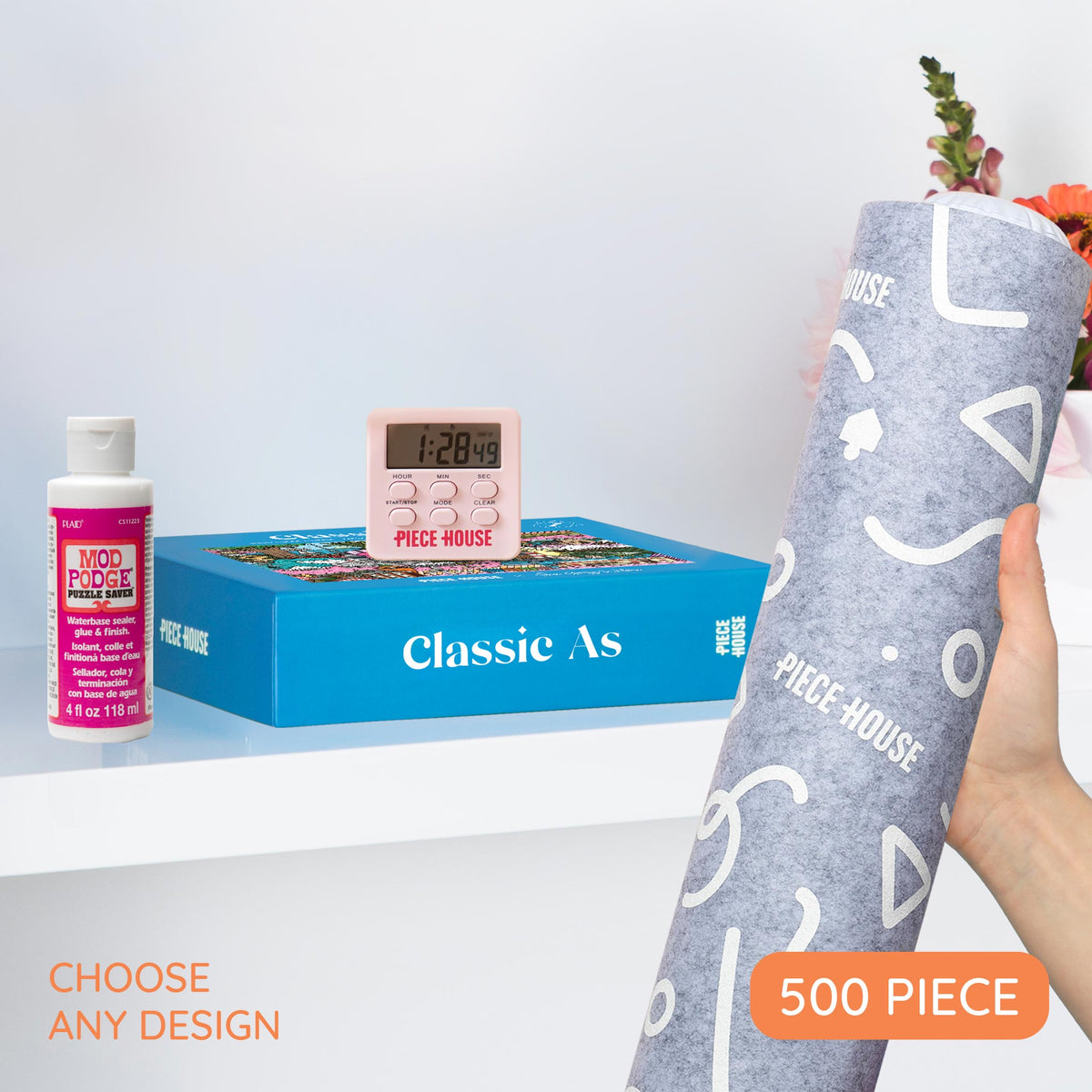 Ultimate Puzzler - 500pc Puzzle + Timer + Mat + Glue Bundle